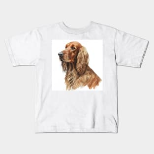 Side Profile Watercolor Portrait of an Irish Red Setter Kids T-Shirt